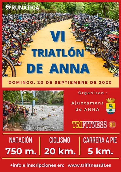 Cartel del VI Triatlón Anna 2020